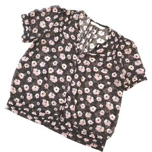 UO | Pins and Needles Black Pink Floral Sheer Top